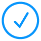 A digital icon of a blue circle with a check mark inside.