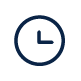 Black clock icon with a white clock face and hands showing 3:00