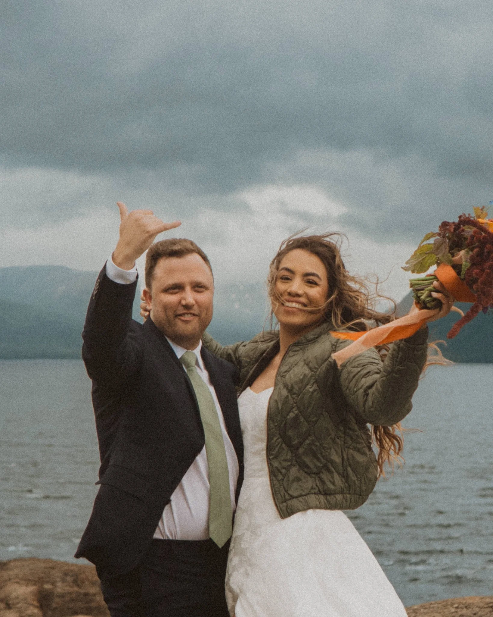 couple celebrating their elopement in Alaska