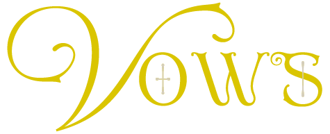 vows in gothic yellow font