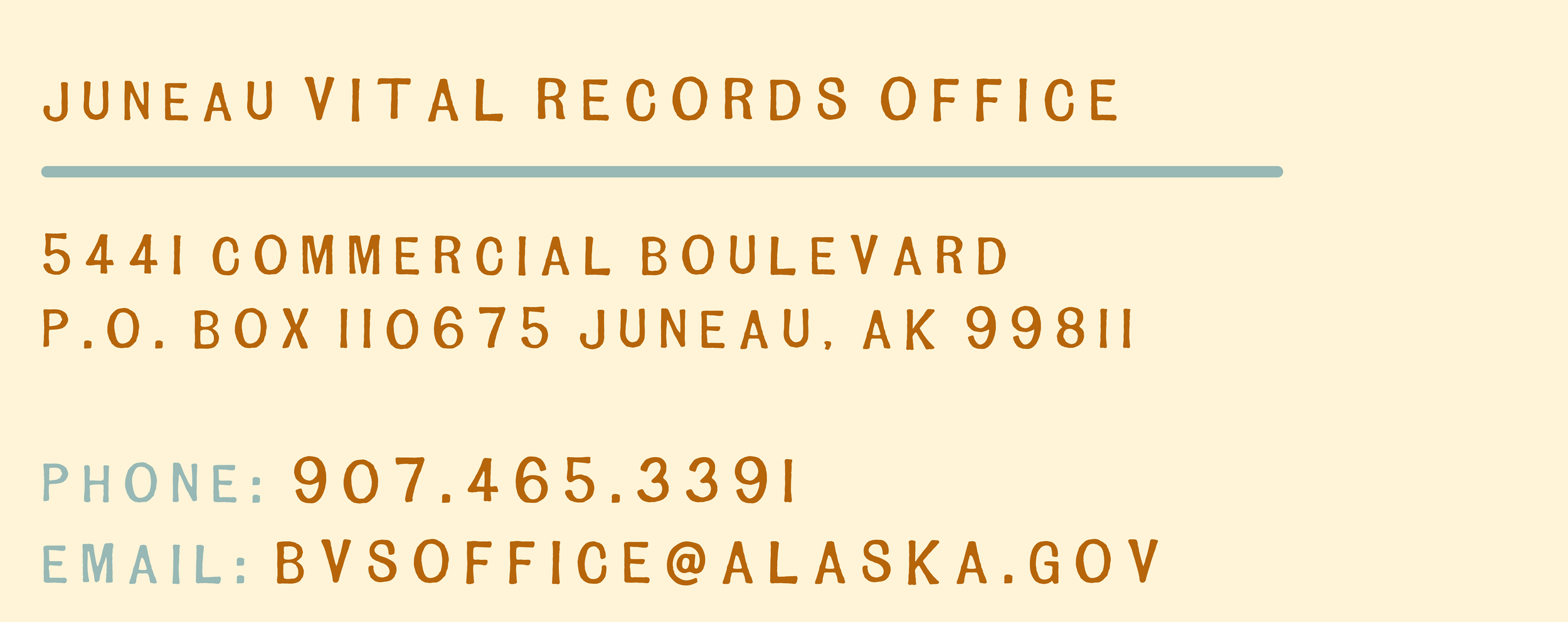 Juneau, Alaska Vital Records Office contact information