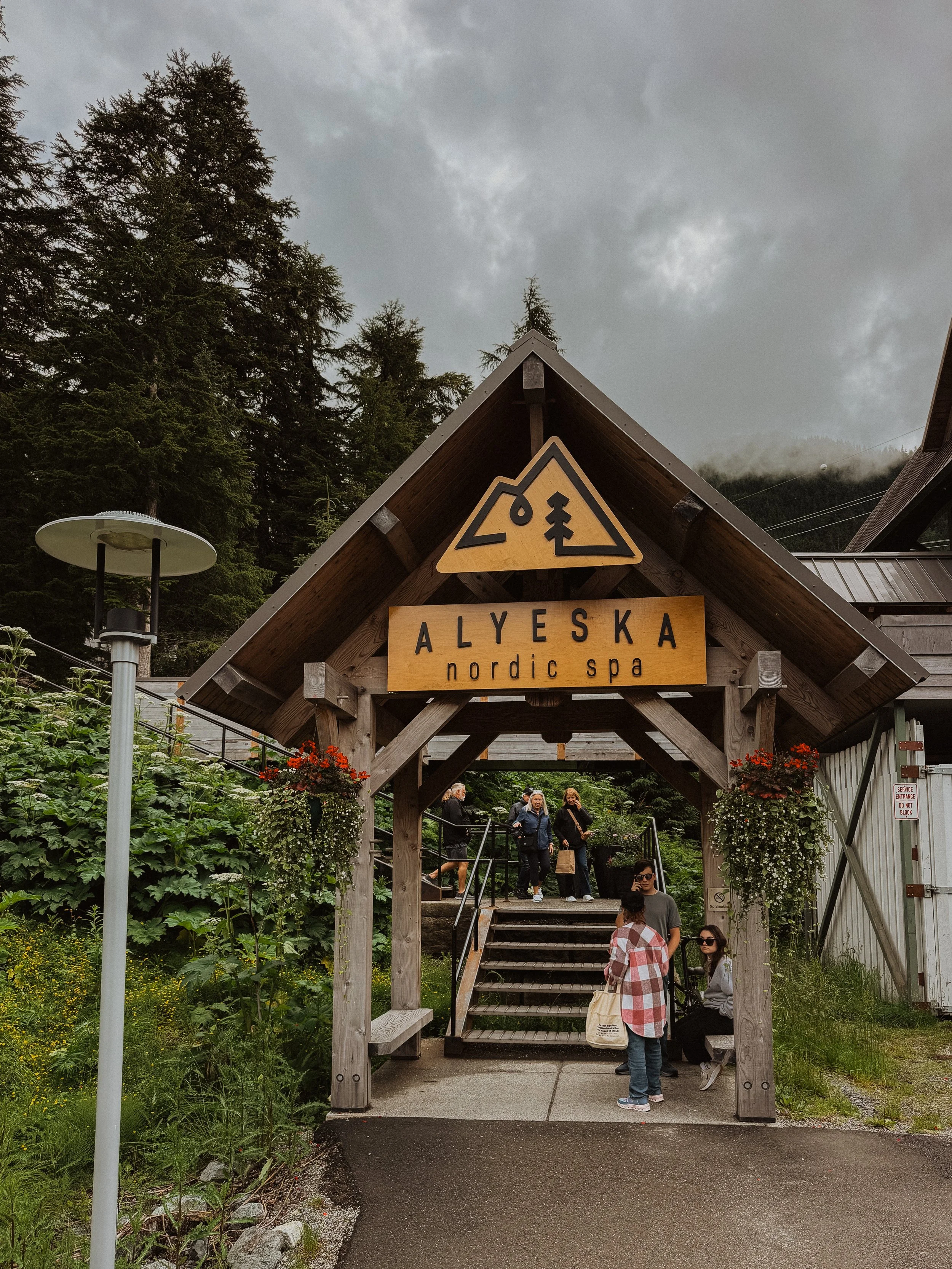 Alyeska Nordic Spa entrance in Girdwood, Alaska