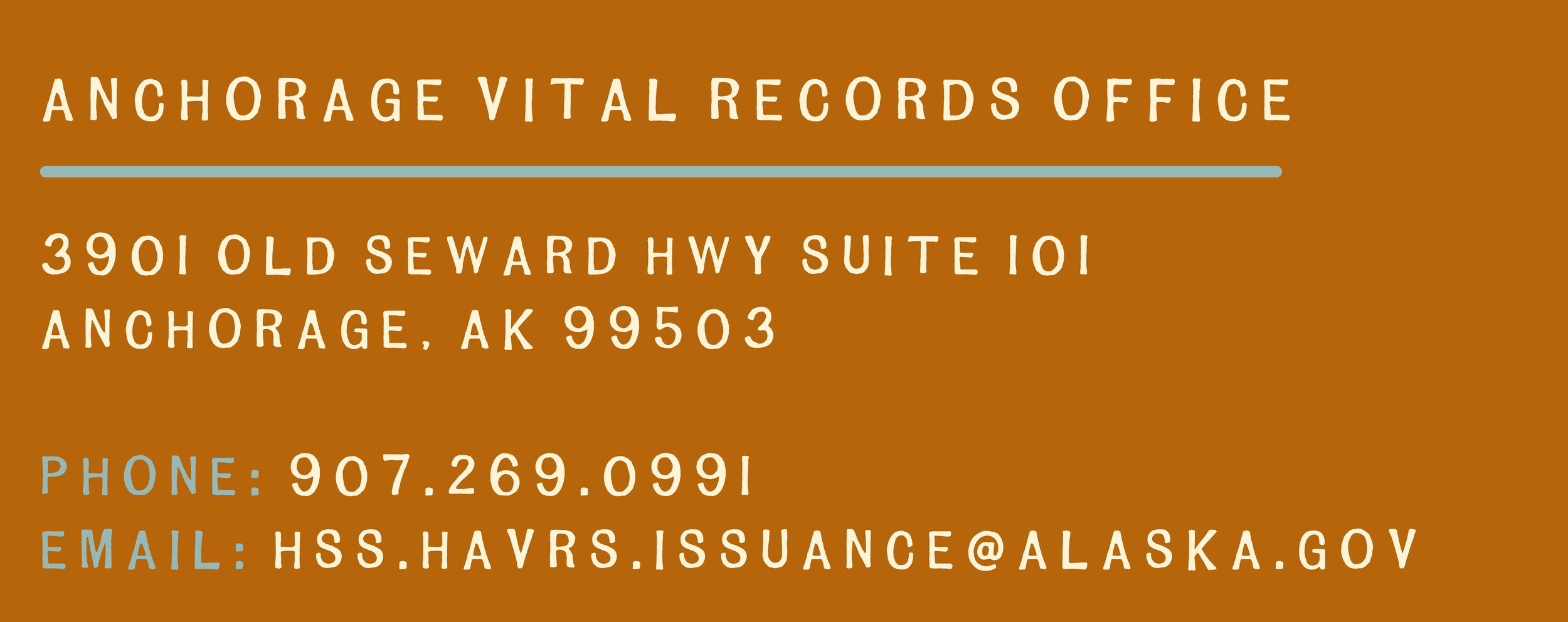 Anchorage, Alaska Vital Records Office Contact information