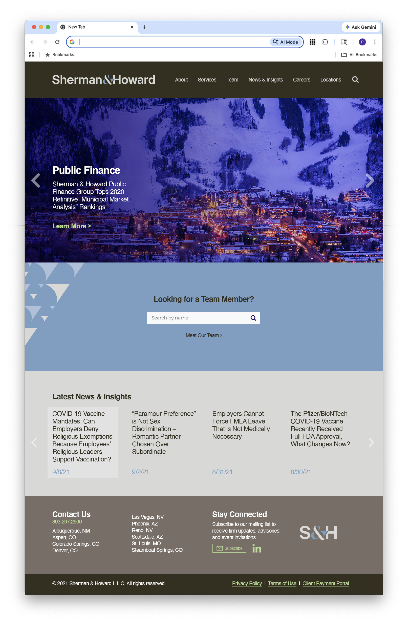 Sherman & Howard web page example