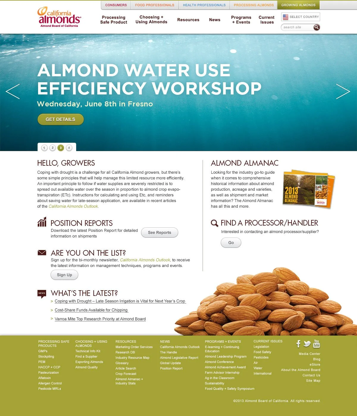 California Almonds web page example