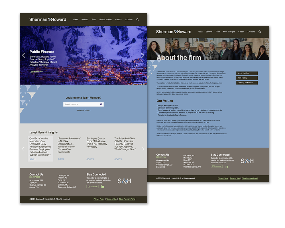 Sherman & Howard web page examples