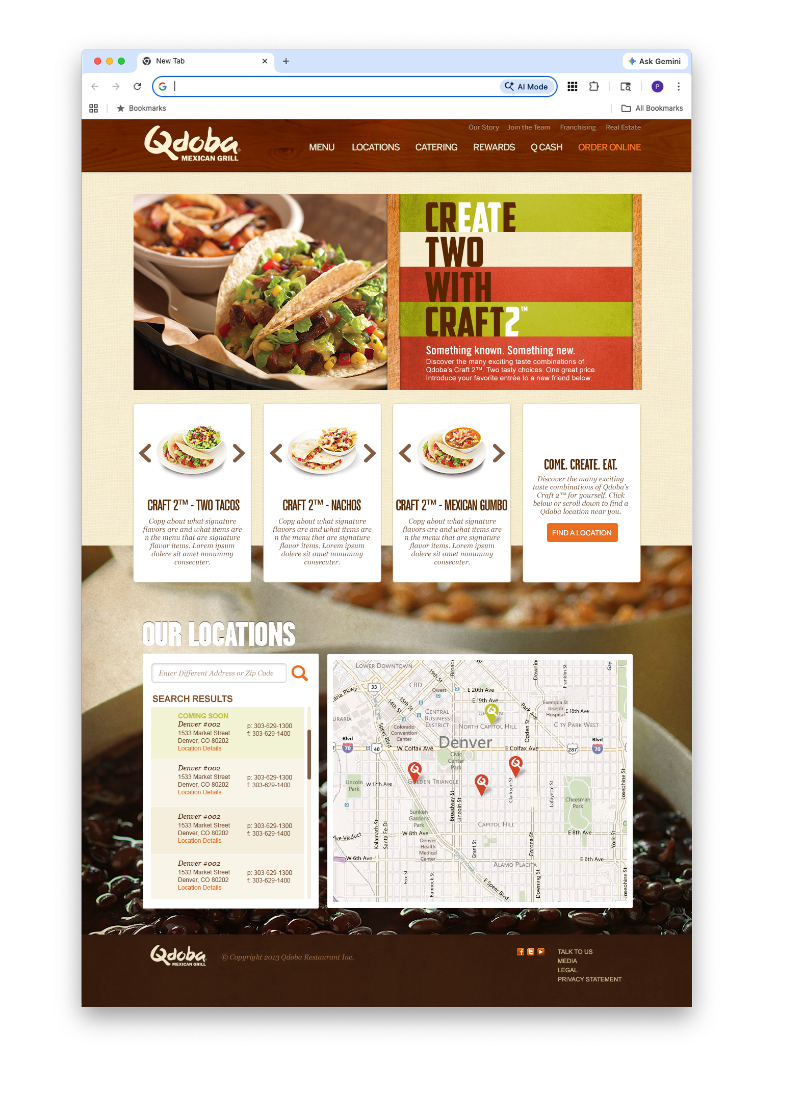 Qdoba web page example