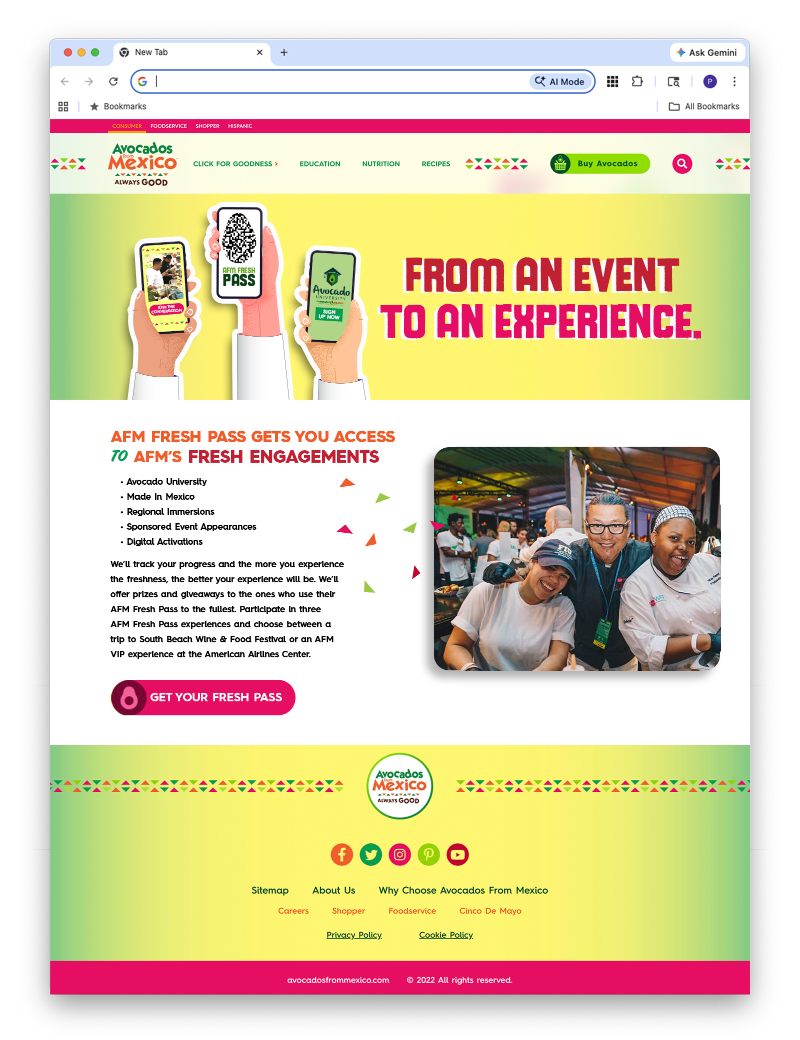 Avocados from Mexico web page example