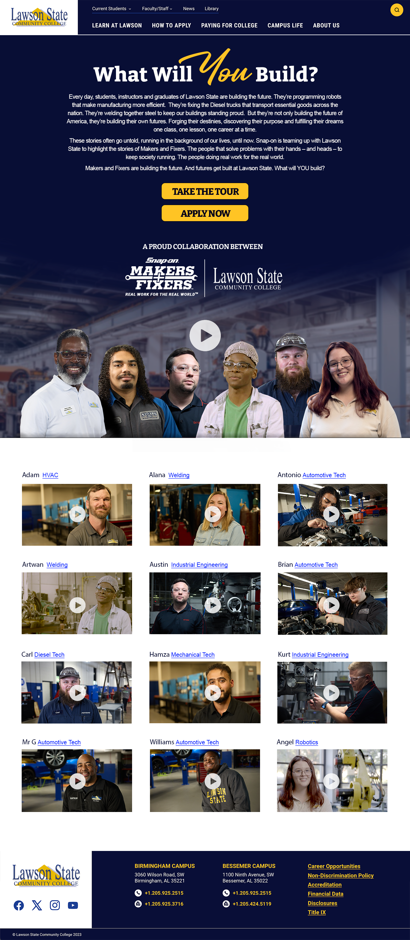 Lawson State Community College web page example