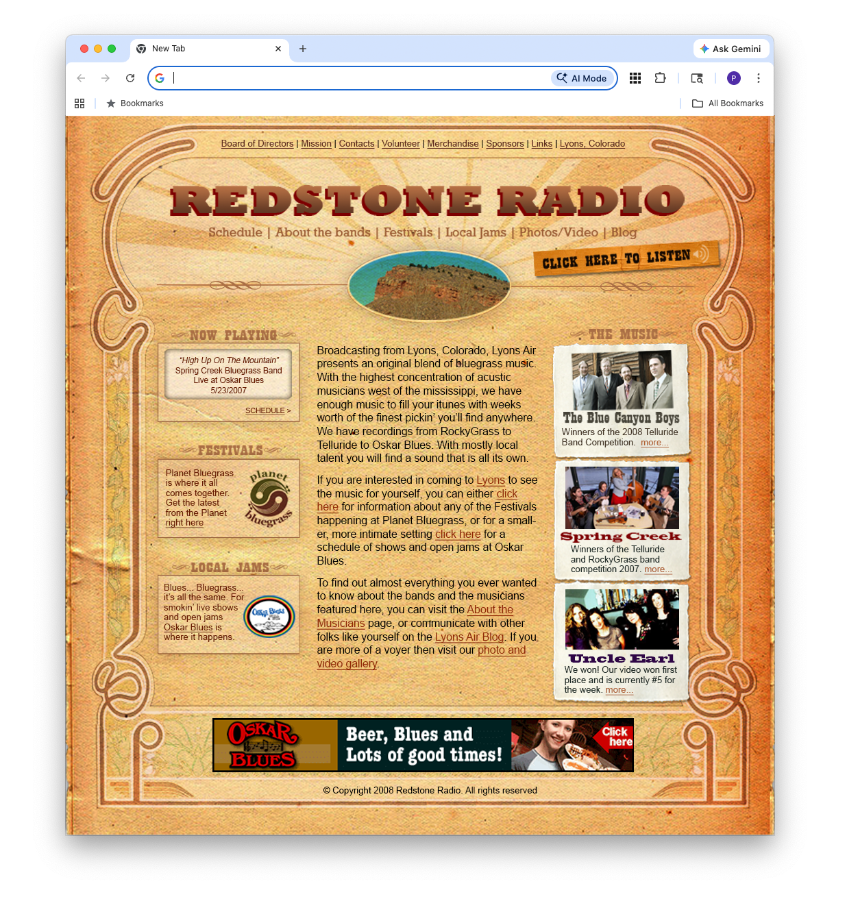Redstone Radio web page example