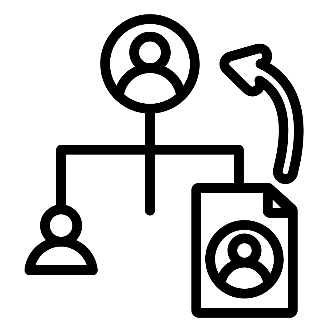 Black and white illustration of a hand holding a circular sign with the word "TAX" inside it.