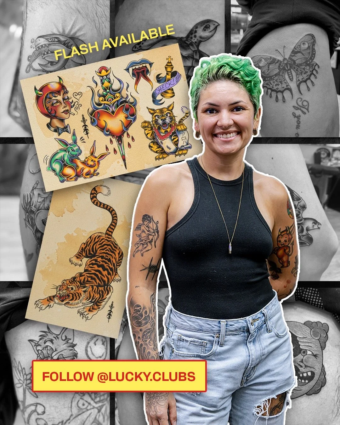 Flash for you to pick from @lucky.clubs &clubs;️

Available in black and gray or color at Happy Yokai Tattoo. See a flash design you like? Book with Dani. 

Link in bio.

#TattooFlash #FlashSheet #FlashTattoos #TattooArtist #LadyTattooer 
Hawaii Tatt