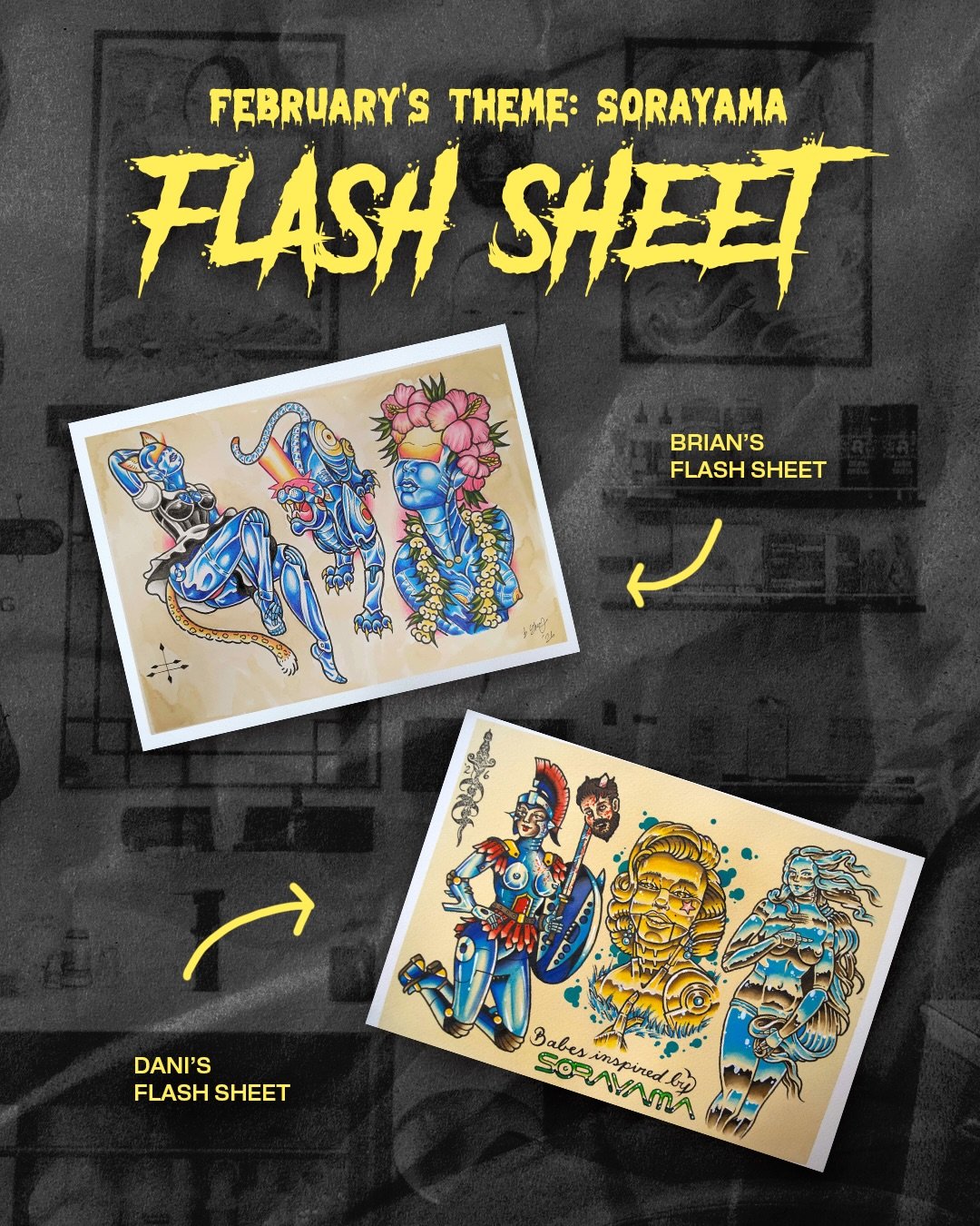 This Month&rsquo;s Flash Theme: Sorayama 🪩

Once we heard about Hajime Sorayama&rsquo;s upcoming exhibition at Creative Museum Tokyo, @1000yokai &amp; @lucky.clubs were motivated to create new flash designs inspired by Sorayama&rsquo;s depiction and