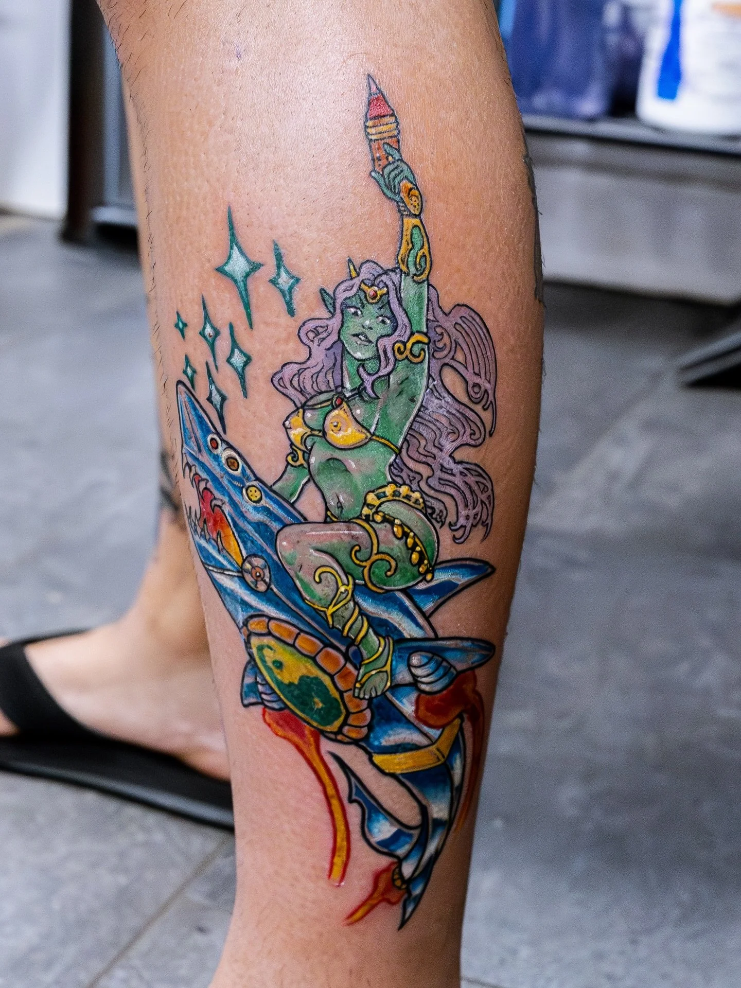 Rumor has it that this tattoo is out of this world 👽🚀

If you ask @1000yokai to do anything space, alien or chrome related, then you&rsquo;re immediately best buds 😎&nbsp;This was a fun one, thank you Jordi for coming to the shop 🤙&nbsp; Find Hap