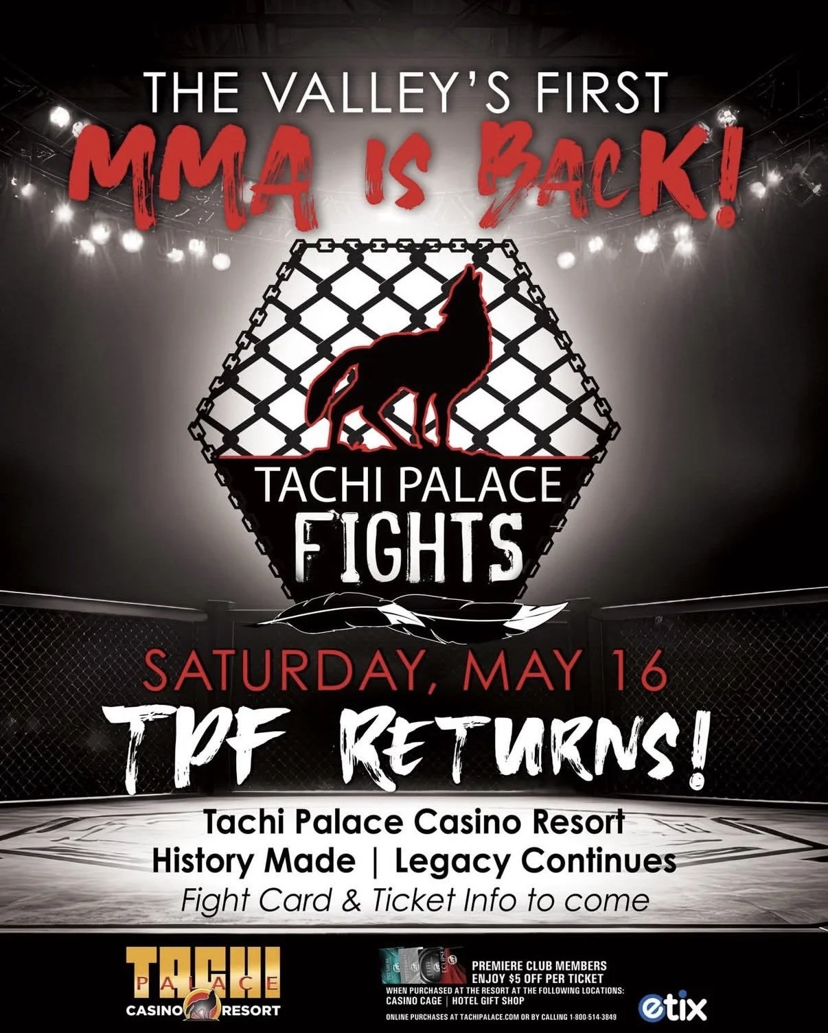 Tachi Palace Fights announces its return to Valley MMA on May 16