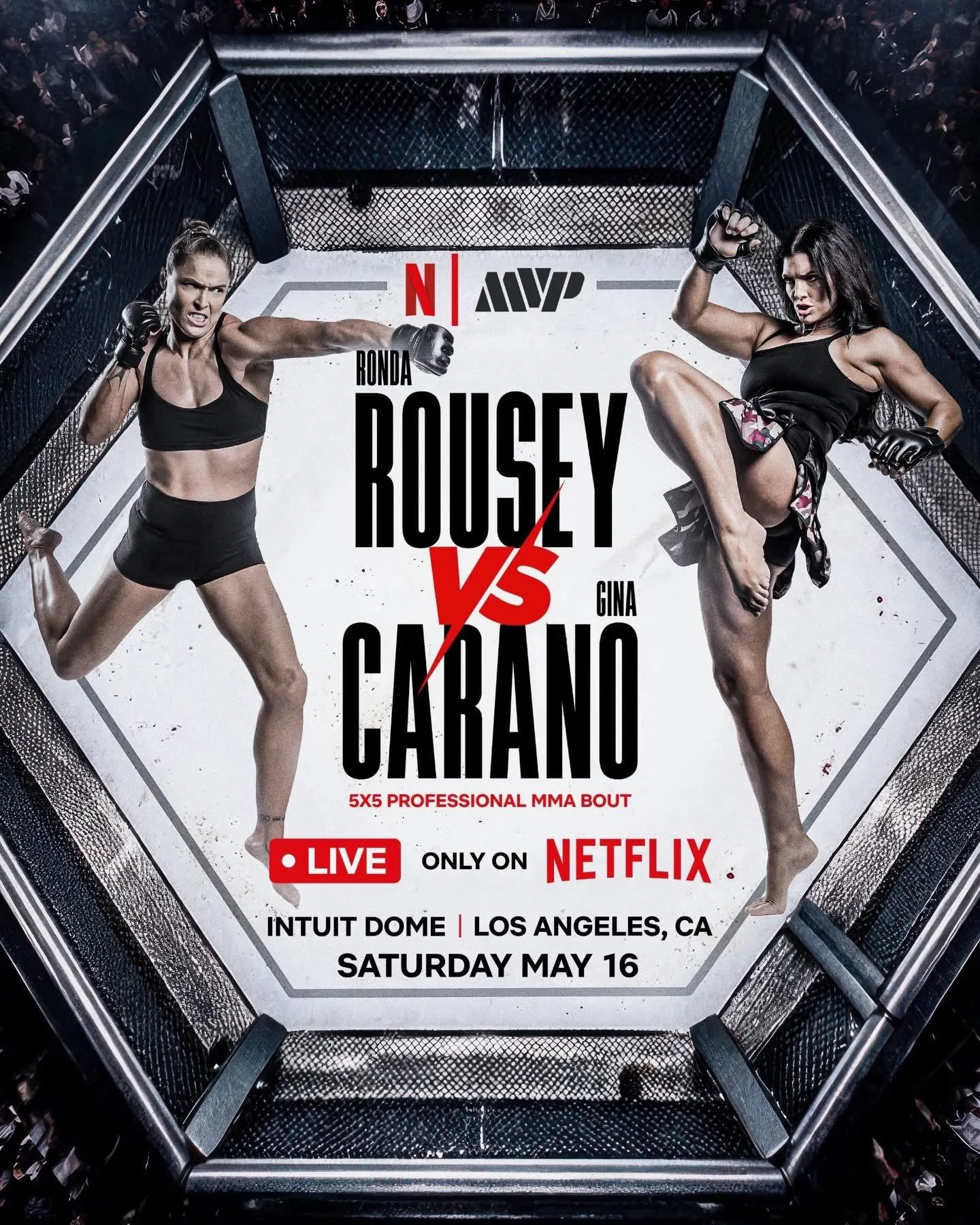 Jake Paul’s MVP hosts its first live MMA event on Netflix with Ronda Rousey vs. Gina Carano