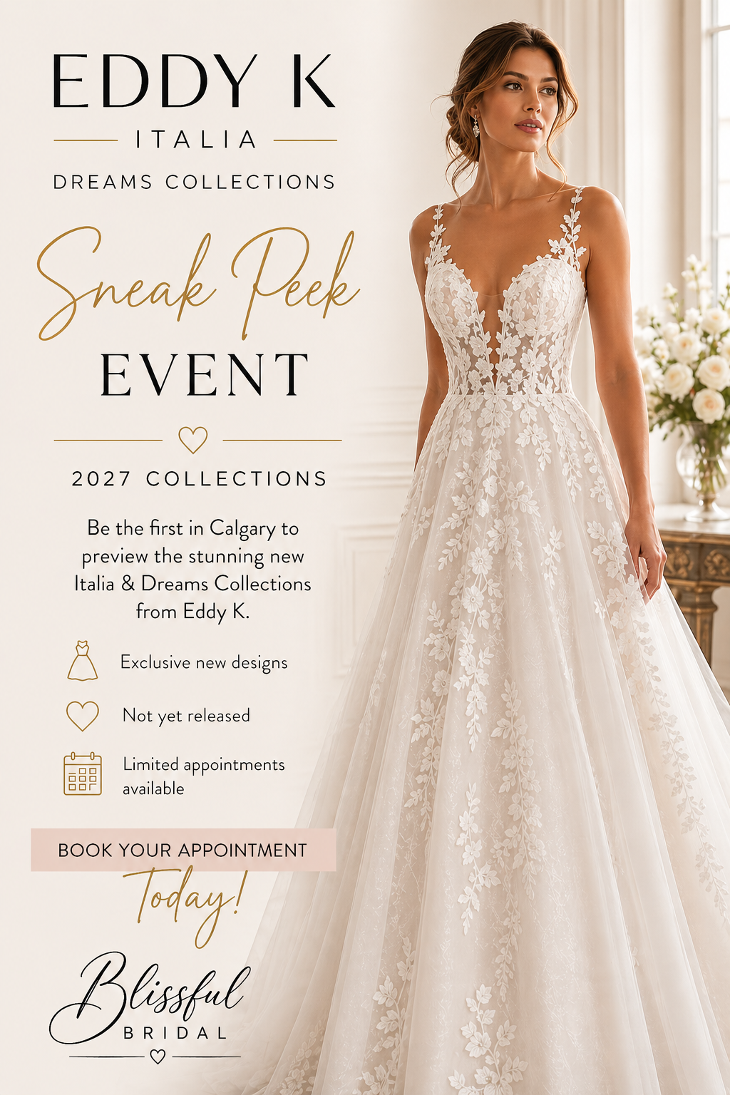 “Eddy K Italia wedding dress Calgary Sneak Peek Event” Wedding Dresses Calgary, Eddy K Calgary, Bridal Boutique Calgary, Affordable Wedding Dresses Calgary  •