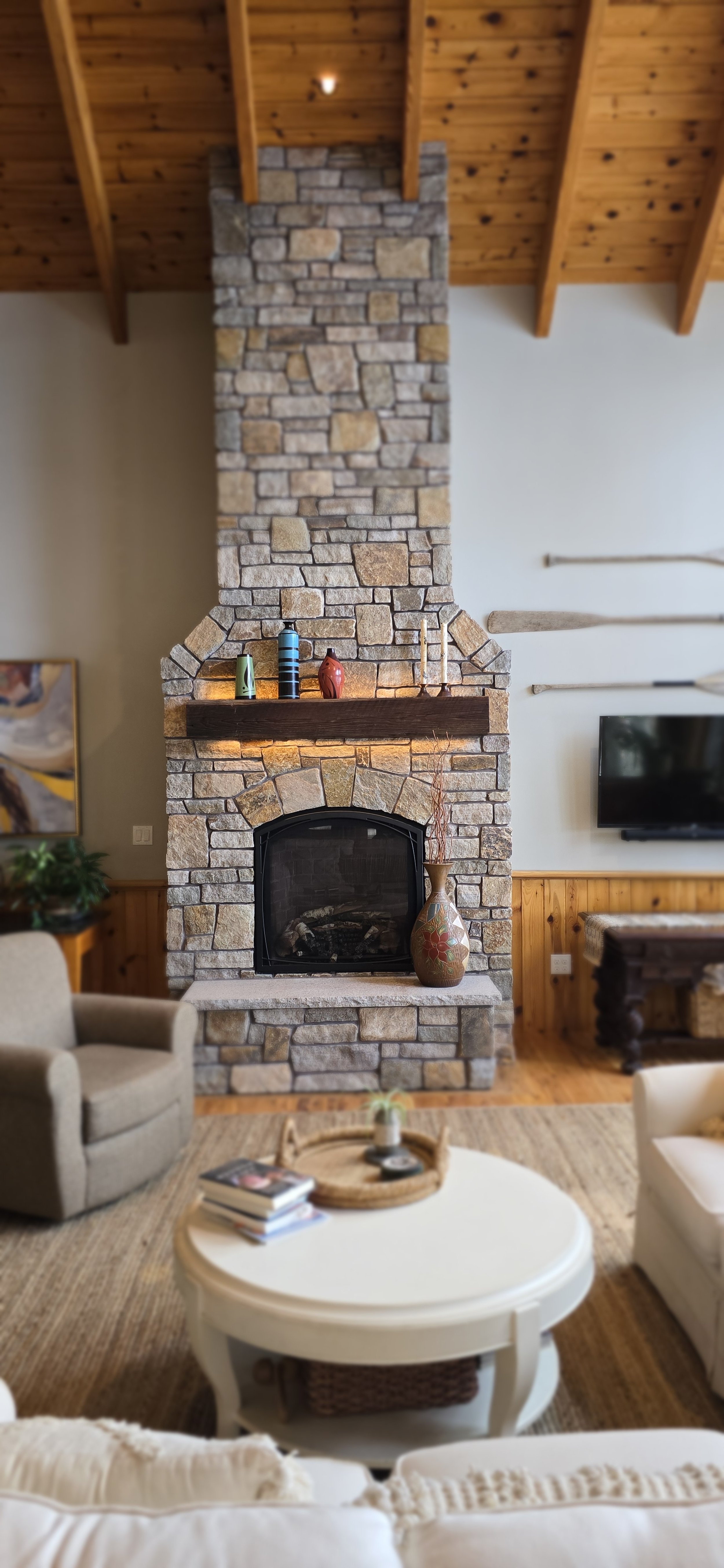 After adding a custom designed fireplace that would fit this living room perfectly.