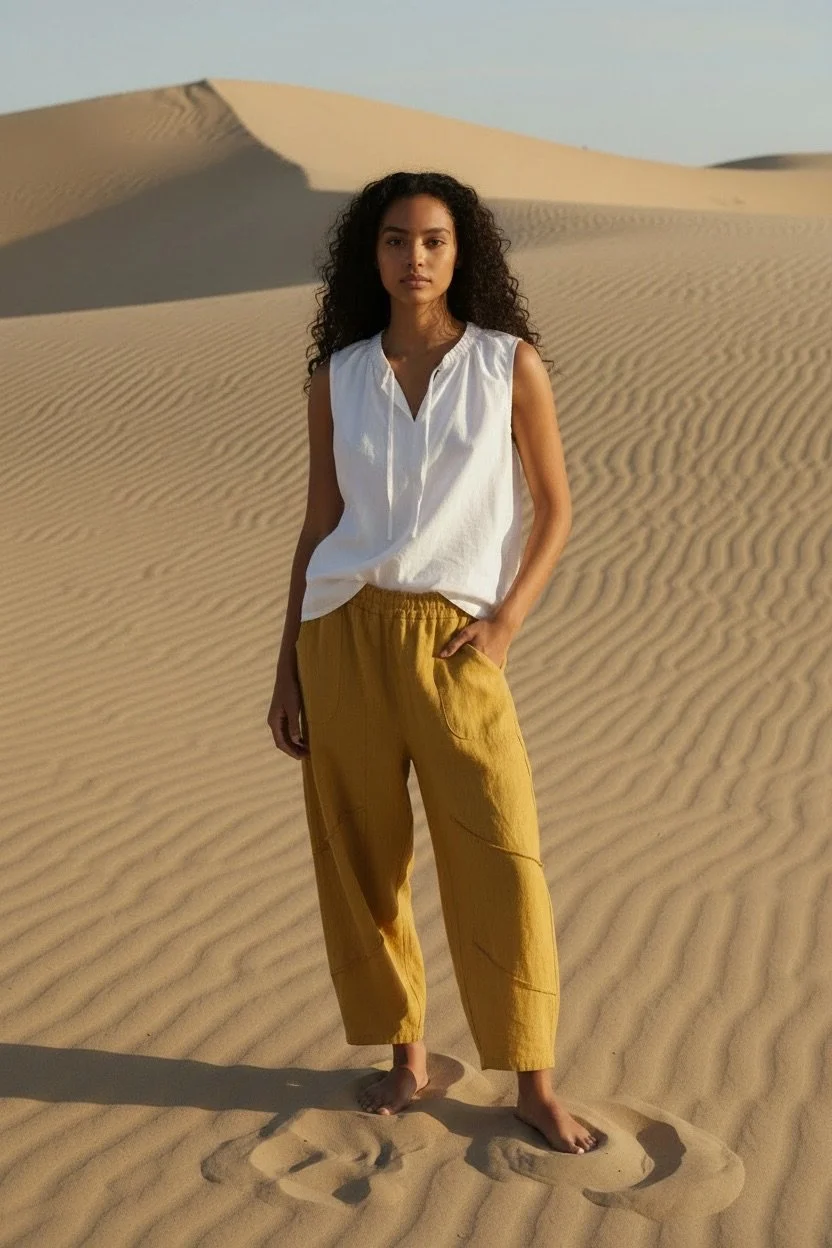 Top Stitch Linen Pants