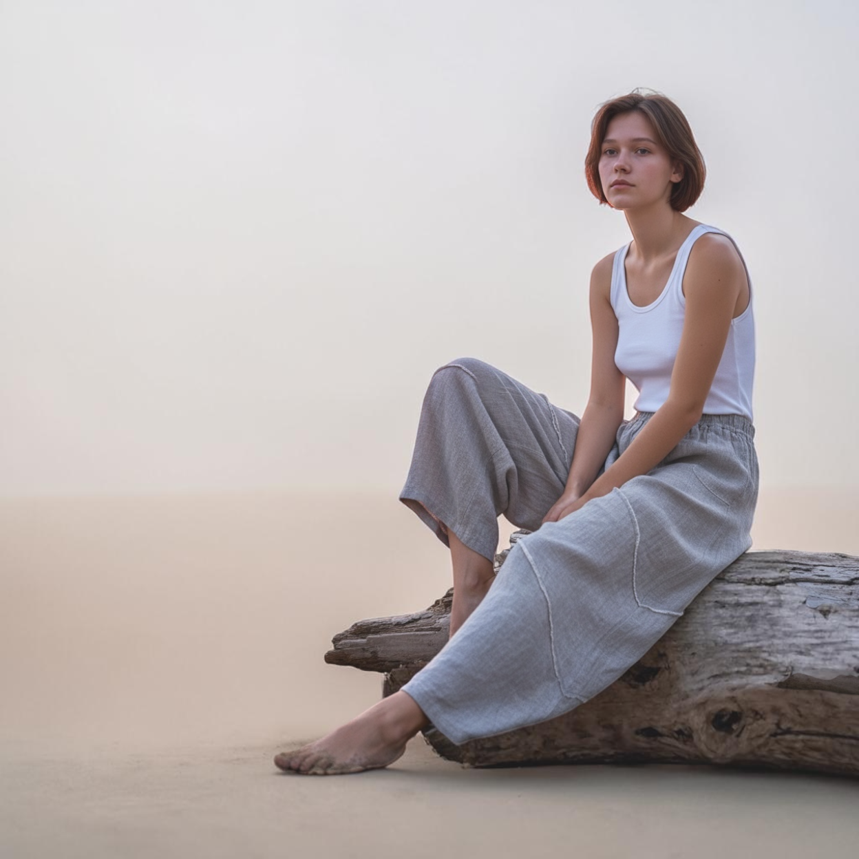 Top Stitch Linen Pants