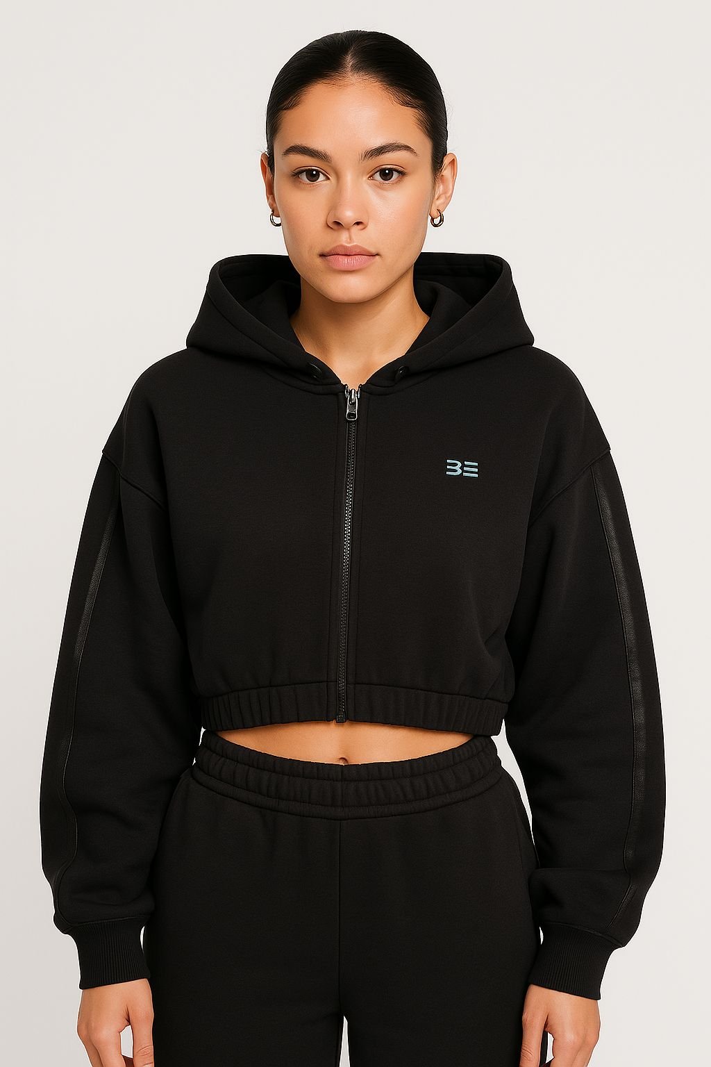 Females Cropped Hoodie (Black)