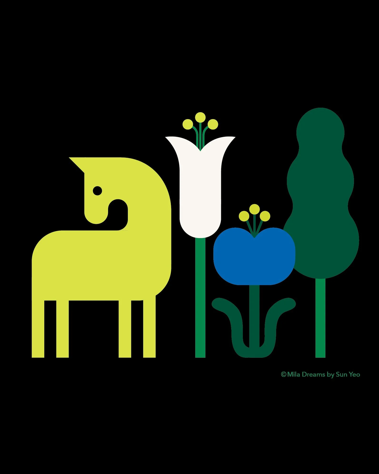 MD-NA034 - Horse and Flowers