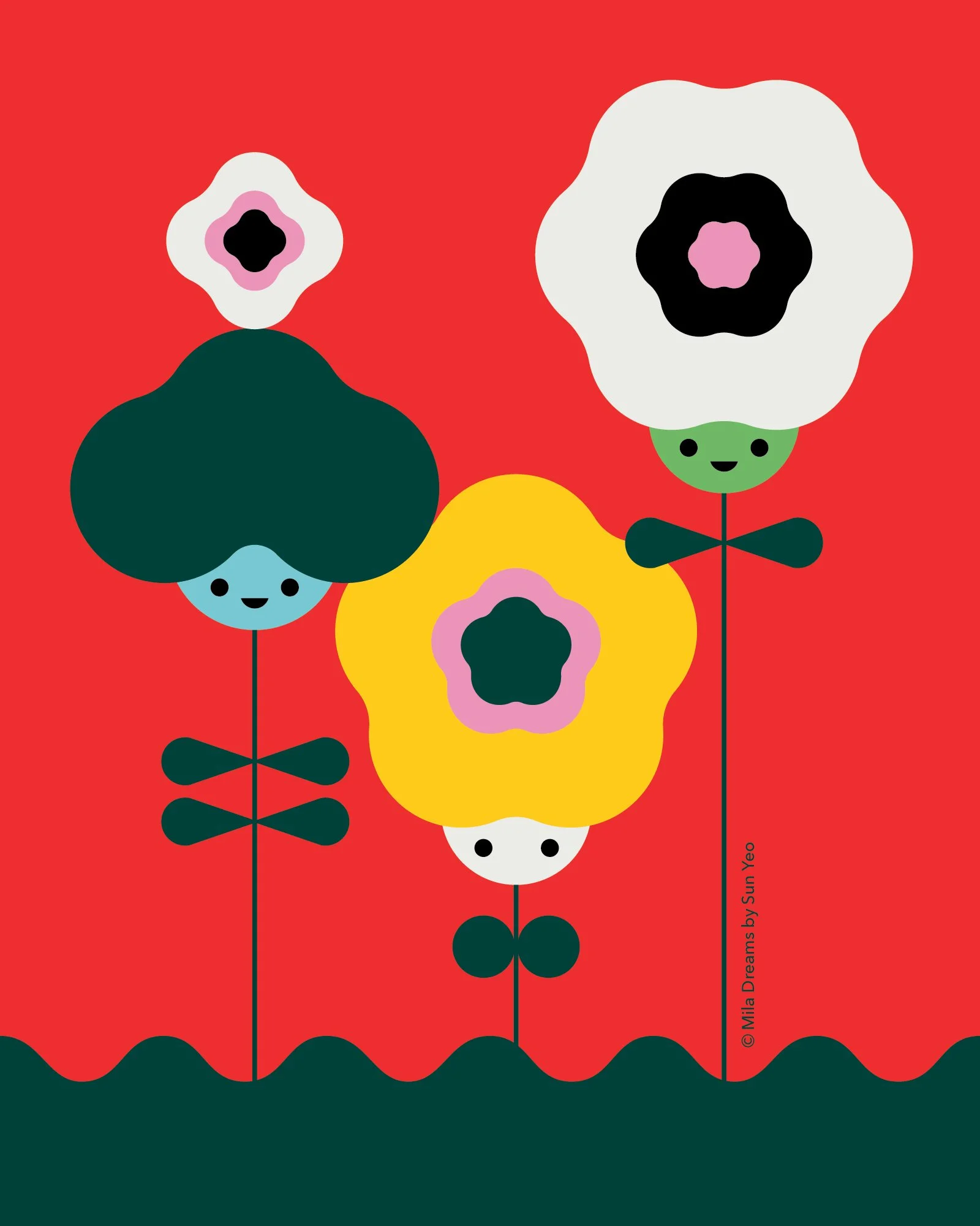 MD-NA101 - Happy Flowers - Red