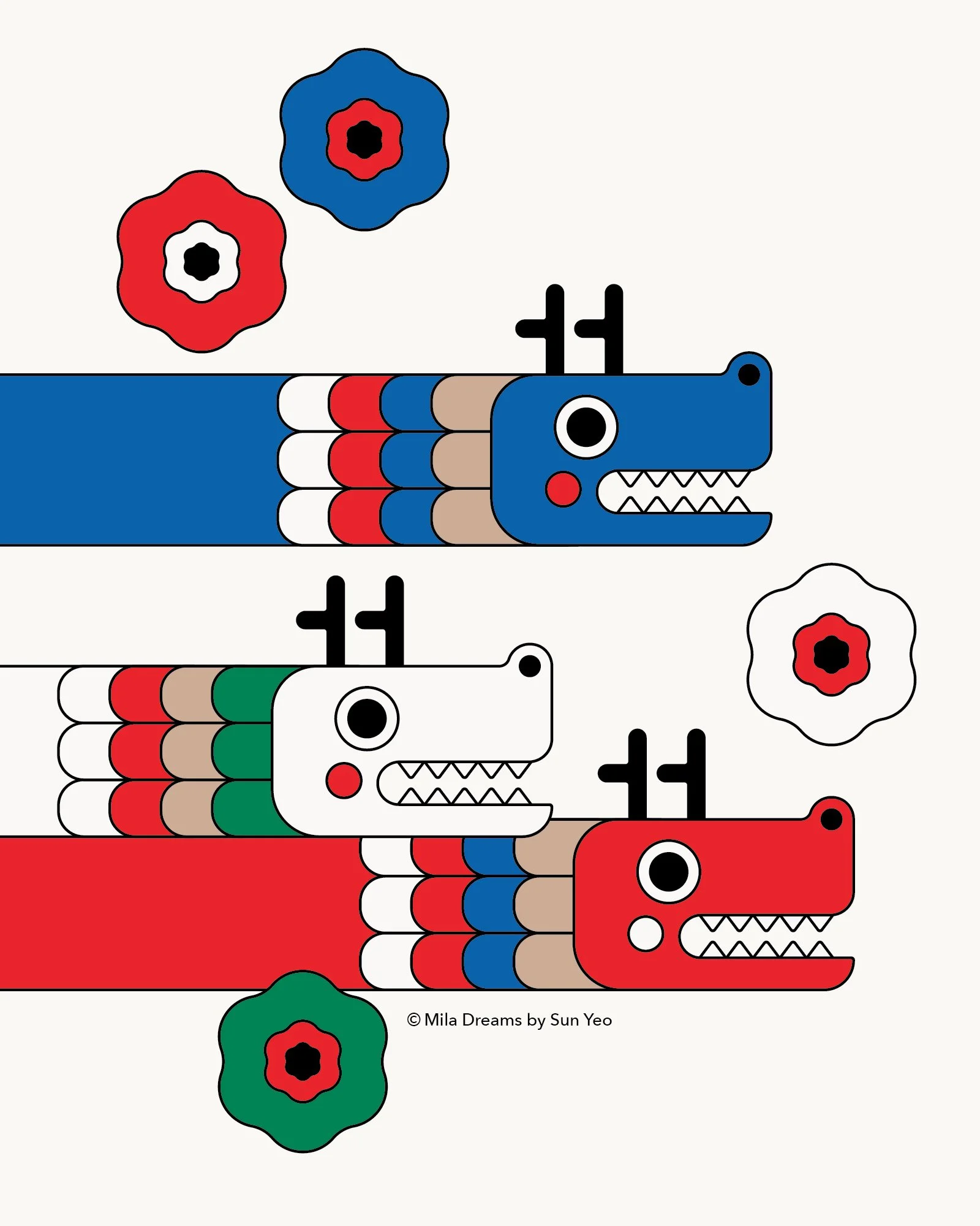 MD-NA063 - Three Dragons - White