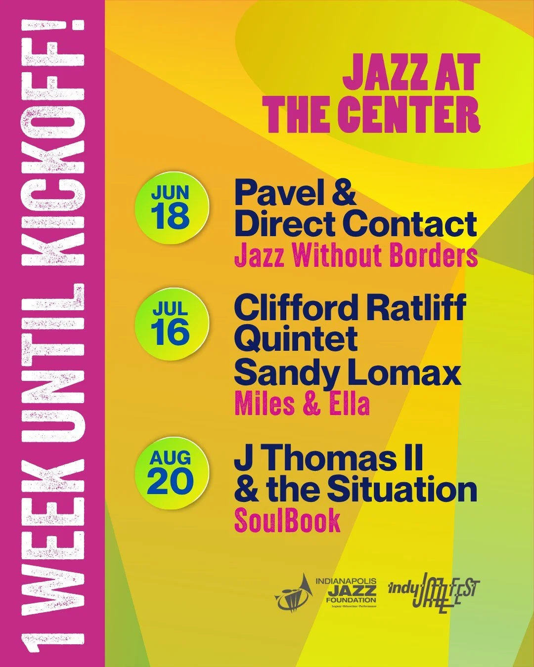 If you have not gotten your #JazzAtTheCenter tickets yet - you have one week to take advantage of the Season Pass discount. 

All ages. BYO Chair. Food and drink available for purchase. 

Upcoming:
June 18 - @pavel.directcontact - Jazz Without Border