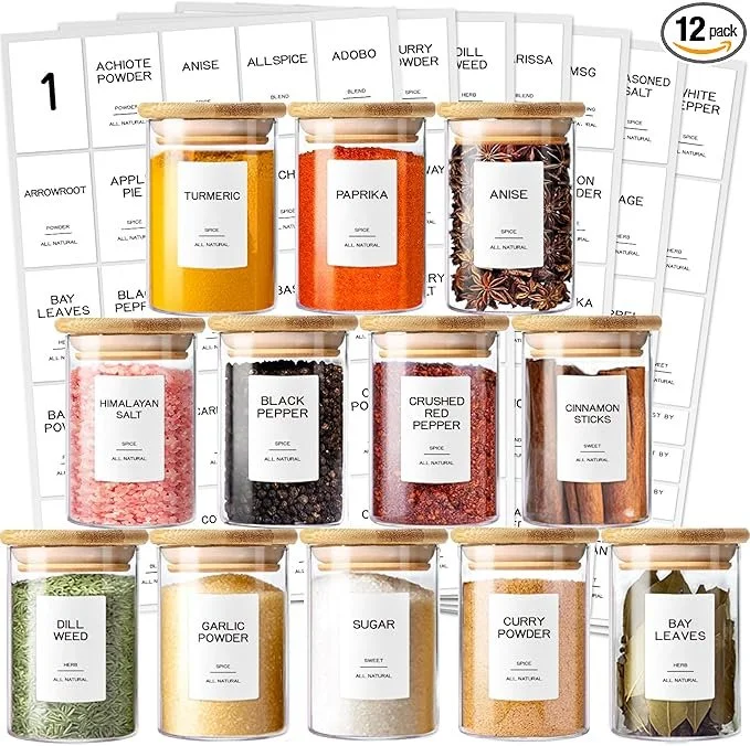 Tarros de vidrio para especias con tapas