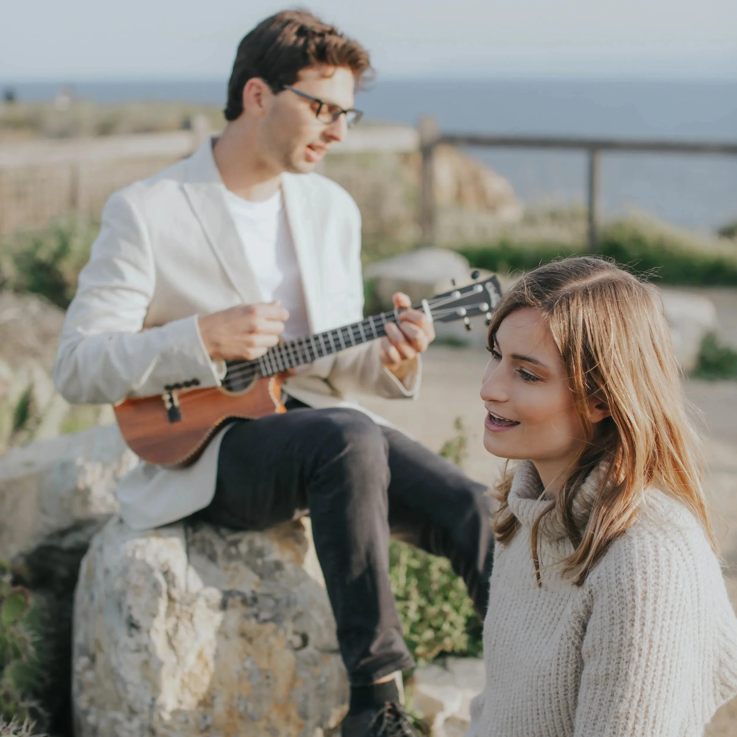 Stephen Spies and Kate Bacich playing music together