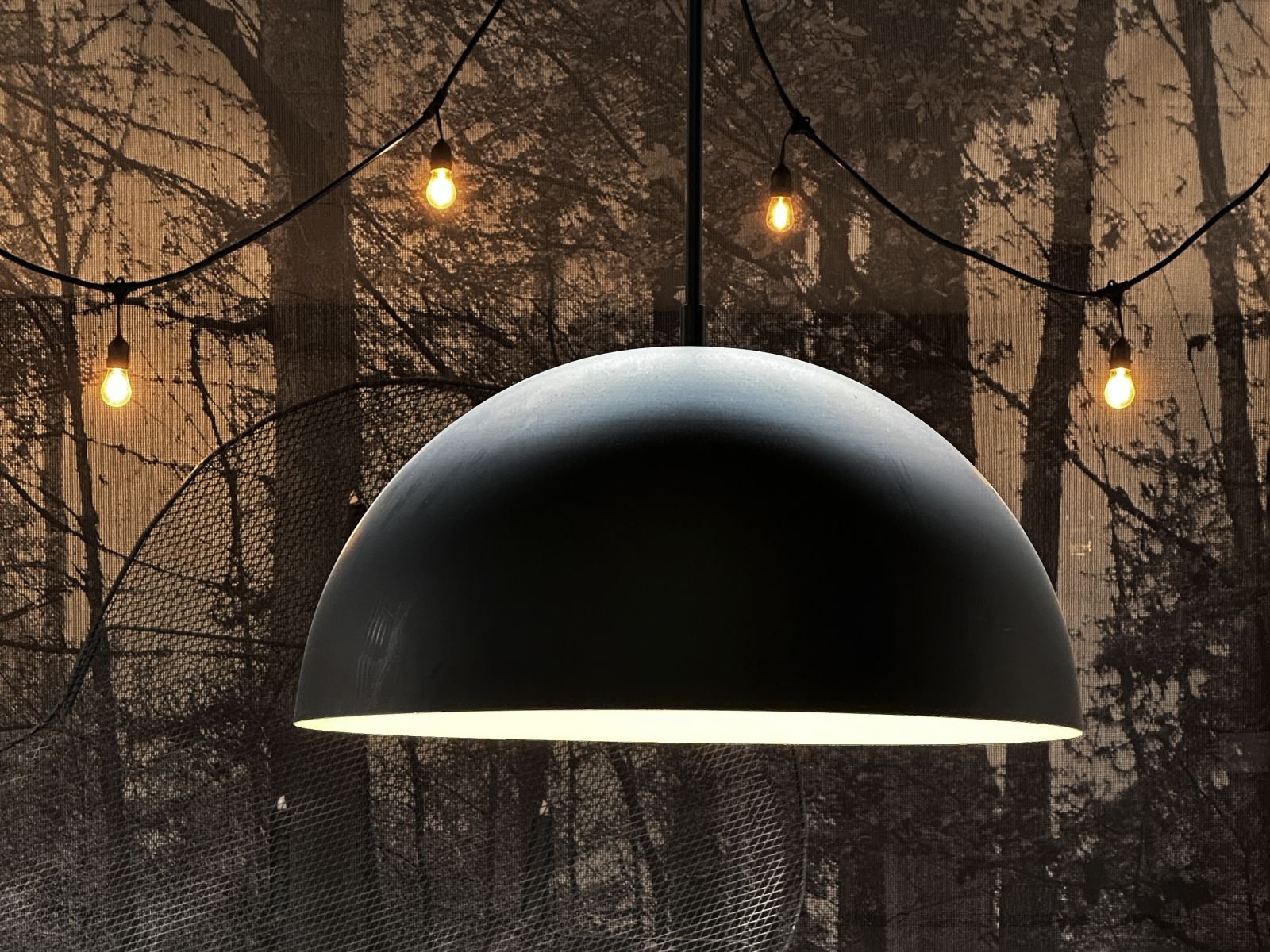 black matte dome pendant light - event lighting rental los angeles