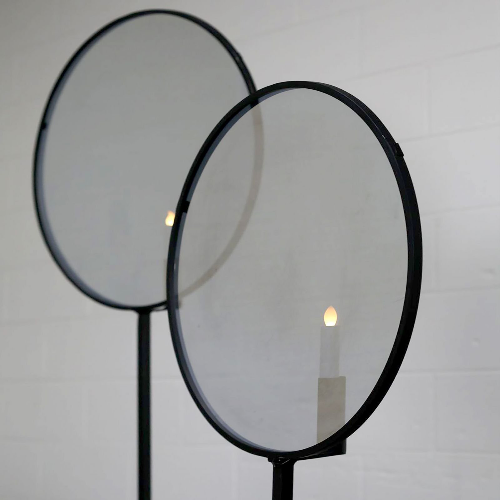 circular stand with optional 2 way mirror - event fabrication los angeles