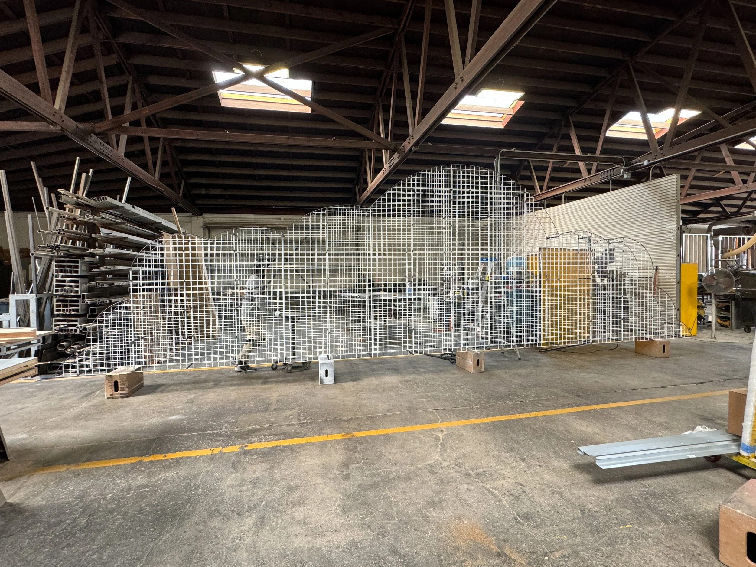 The Cloud Wall in White Grid 32'w
