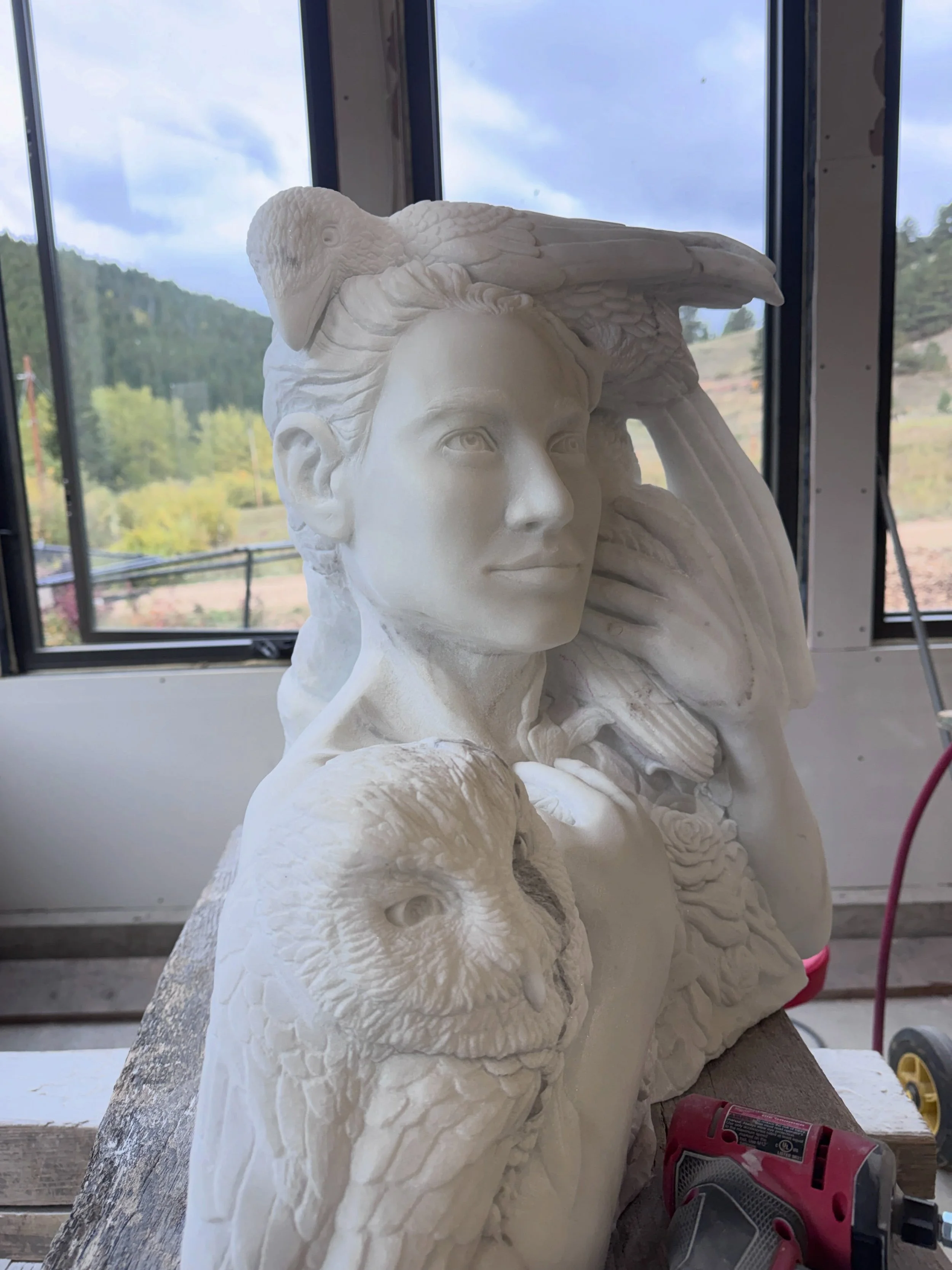 Working on more detail on this piece and in the last images, you can see eye of the wind dancer being installed in Palisade, Colorado! I&rsquo;m so excited to be here for the weekend and participate in their fantastic arts vision program!
#burlycarvi