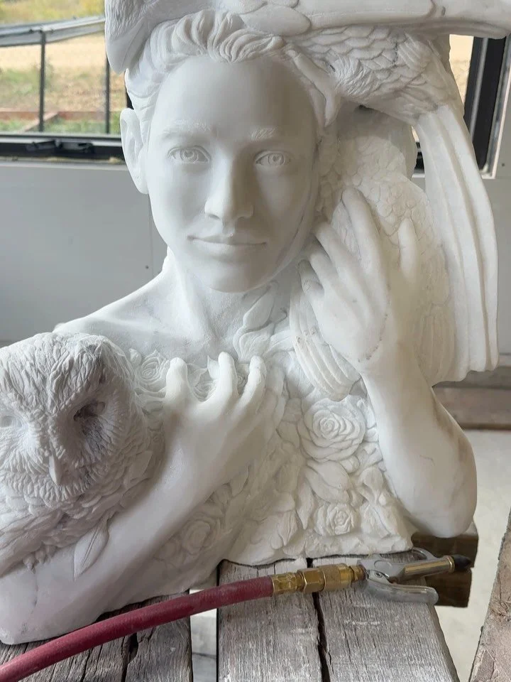 Finally a work on marble day!!!
##burlycarving 
#juliagermanfinearts