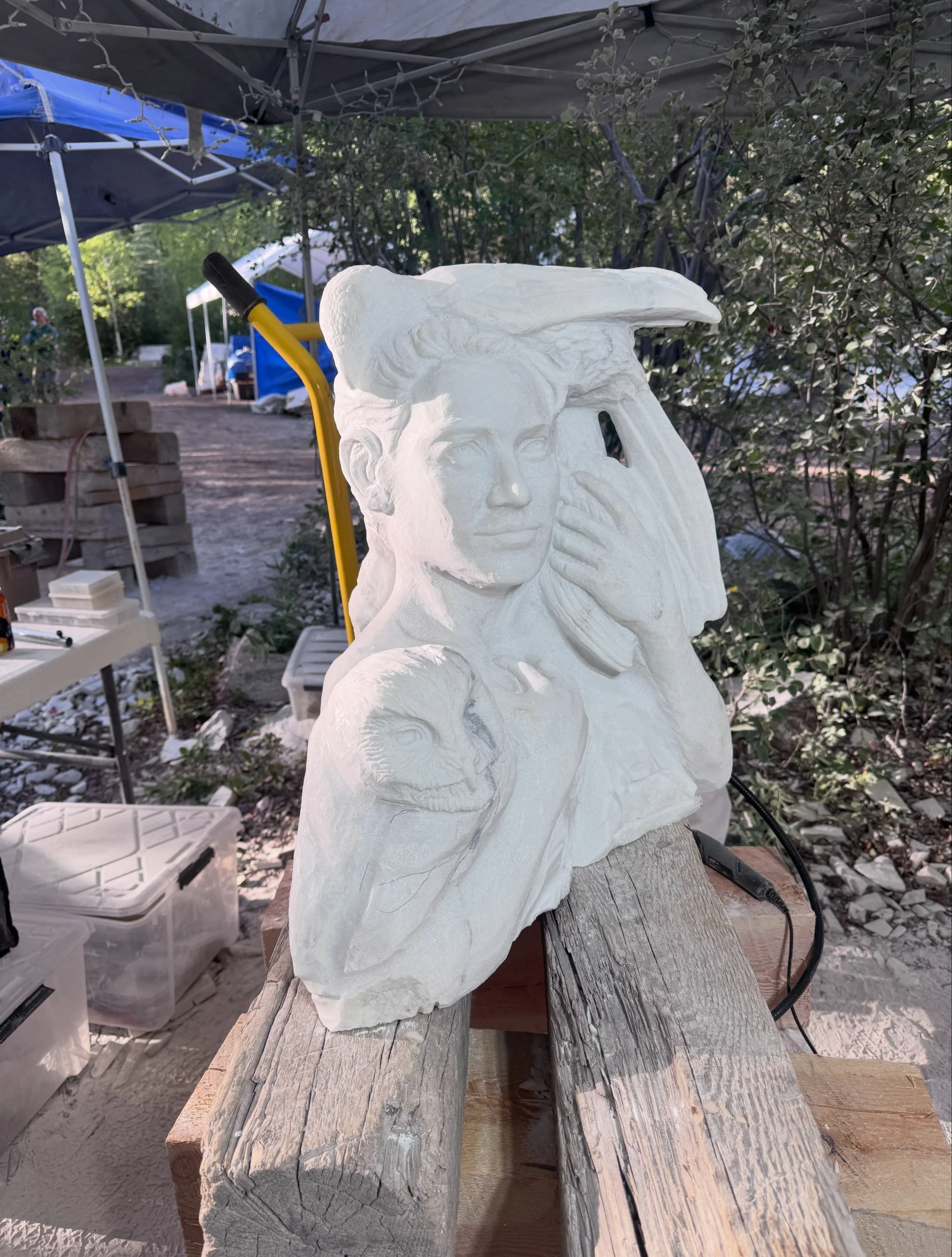Day seven of Marble Marble. Tomorrow&rsquo;s packout day and we get to carve which will be great. I didn&rsquo;t get to carve as much today, but we had a fabulous party and so many wonderful conversations with wonderful people. 
#burlycarving
#juliag