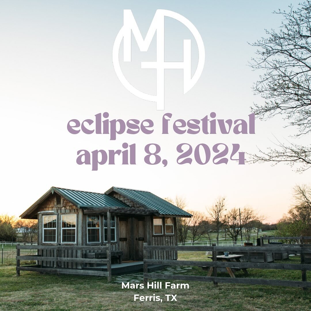 Got eclipse plans? Come watch with us! 

Mars Hill Farm is situated directly in the path of totality for the solar eclipse on April 8, 2024. We will experience total obscuration for a full 4 minutes and 16 seconds - nearly 30 seconds longer than our 