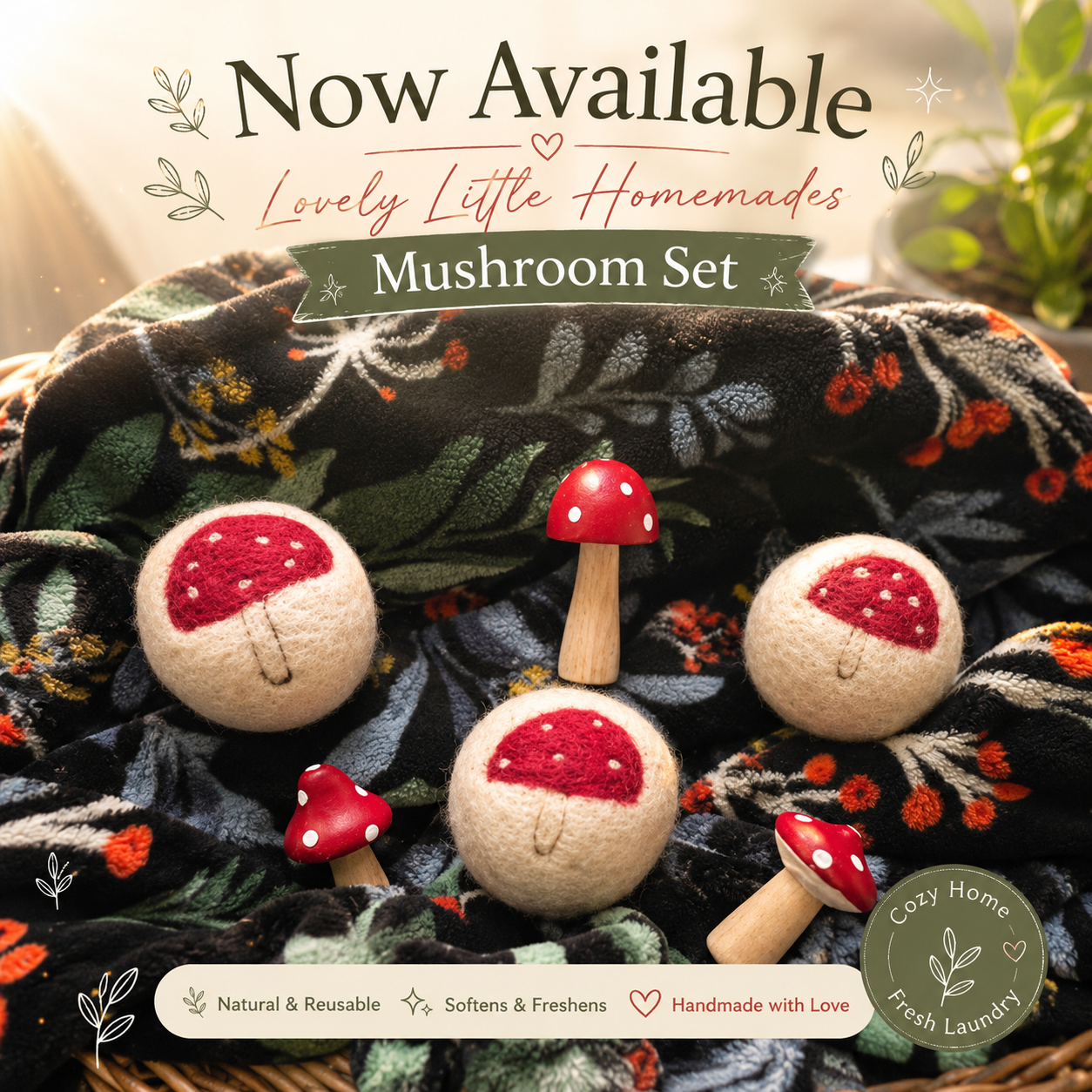 Mushroom Set Dryer Balls