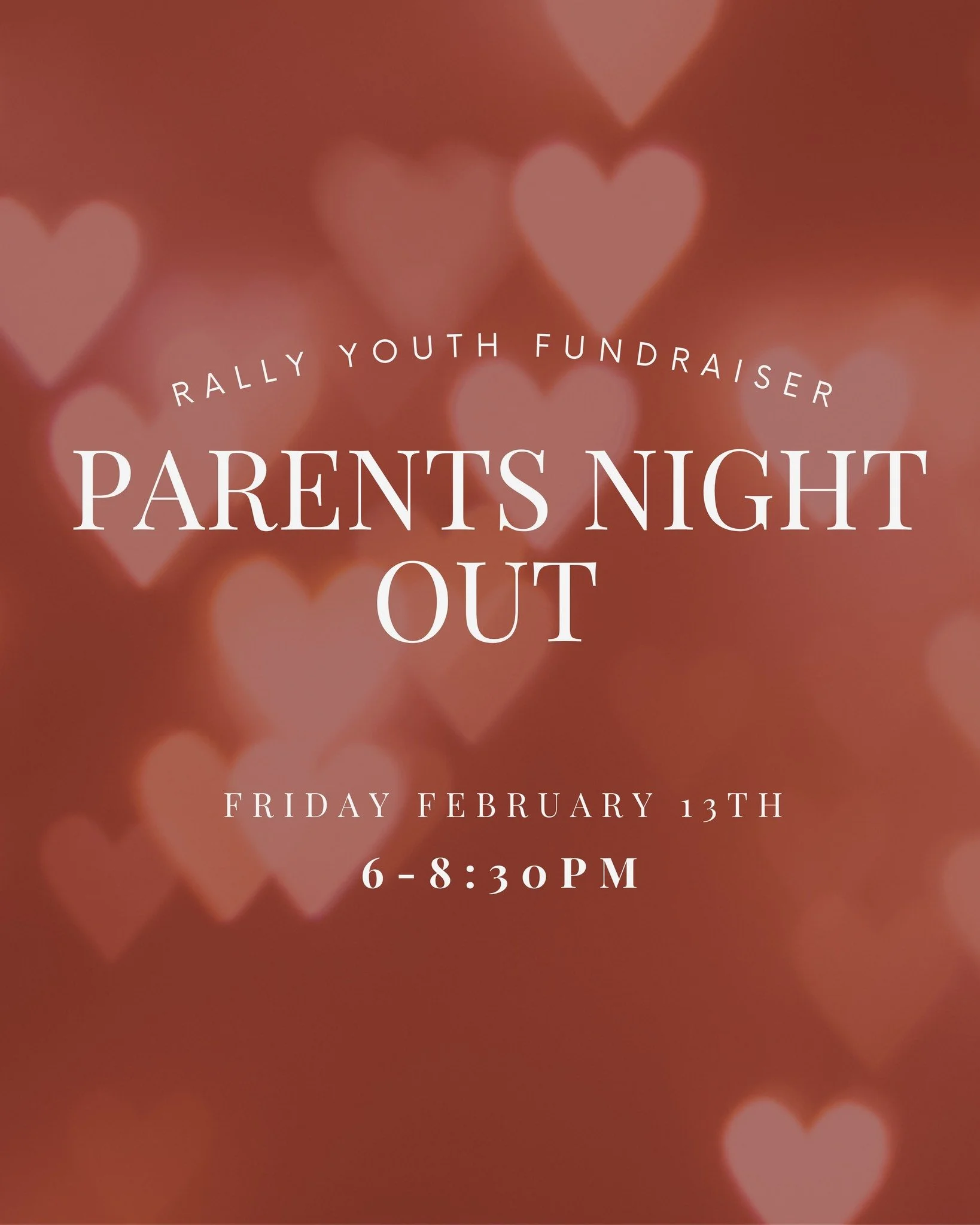 Parents, this one&rsquo;s for YOU 🎉
Need a night out? We&rsquo;ve got your kids covered!

Join us for Parents Night Out on Friday, February 13 | 6:00&ndash;8:30 PM 👏
Drop off your kids, enjoy a kid-free evening, and know this night is doing DOUBLE 
