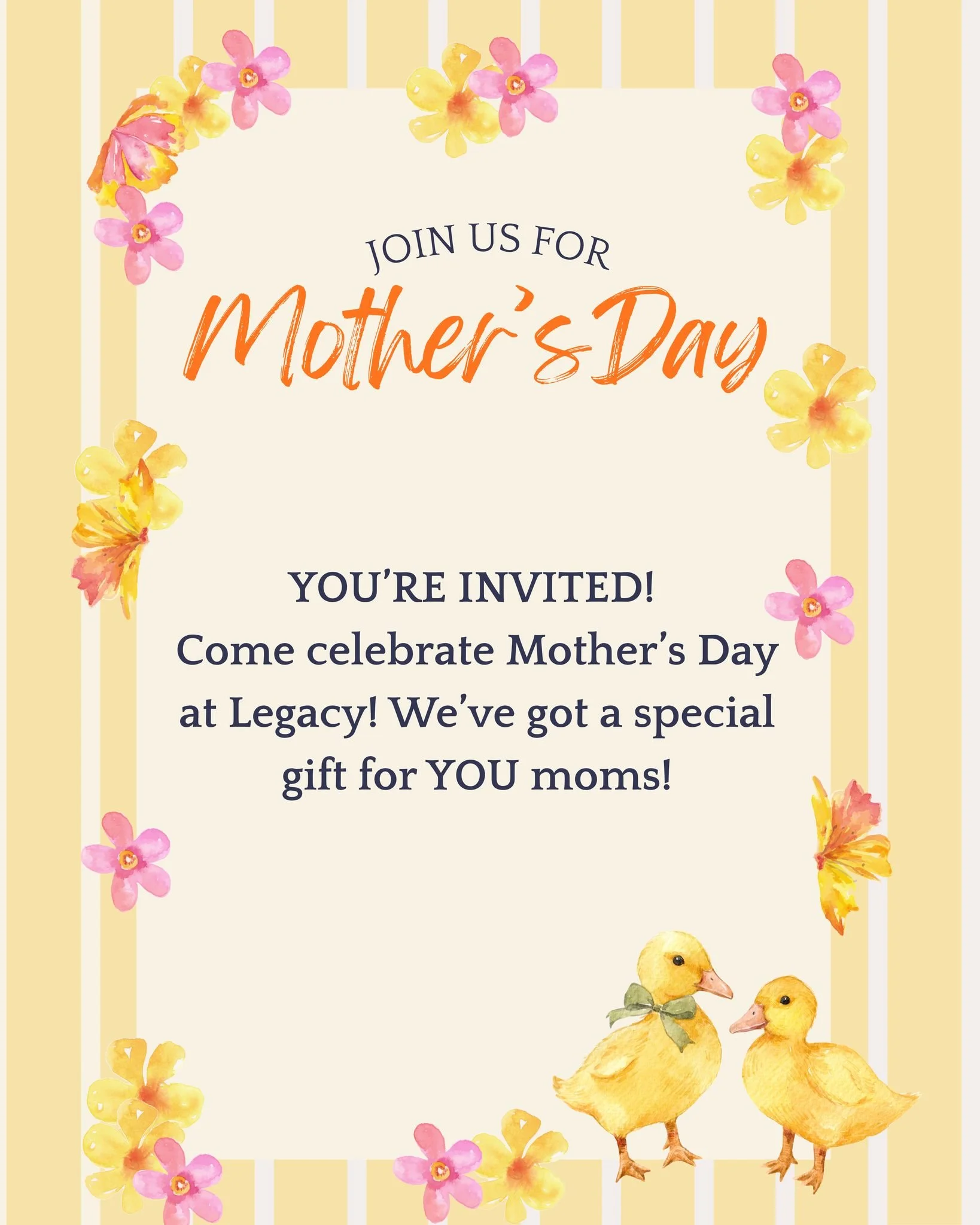 JOIN US TOMORROW FOR  OUR MOTHER'S DAY SERVICE!