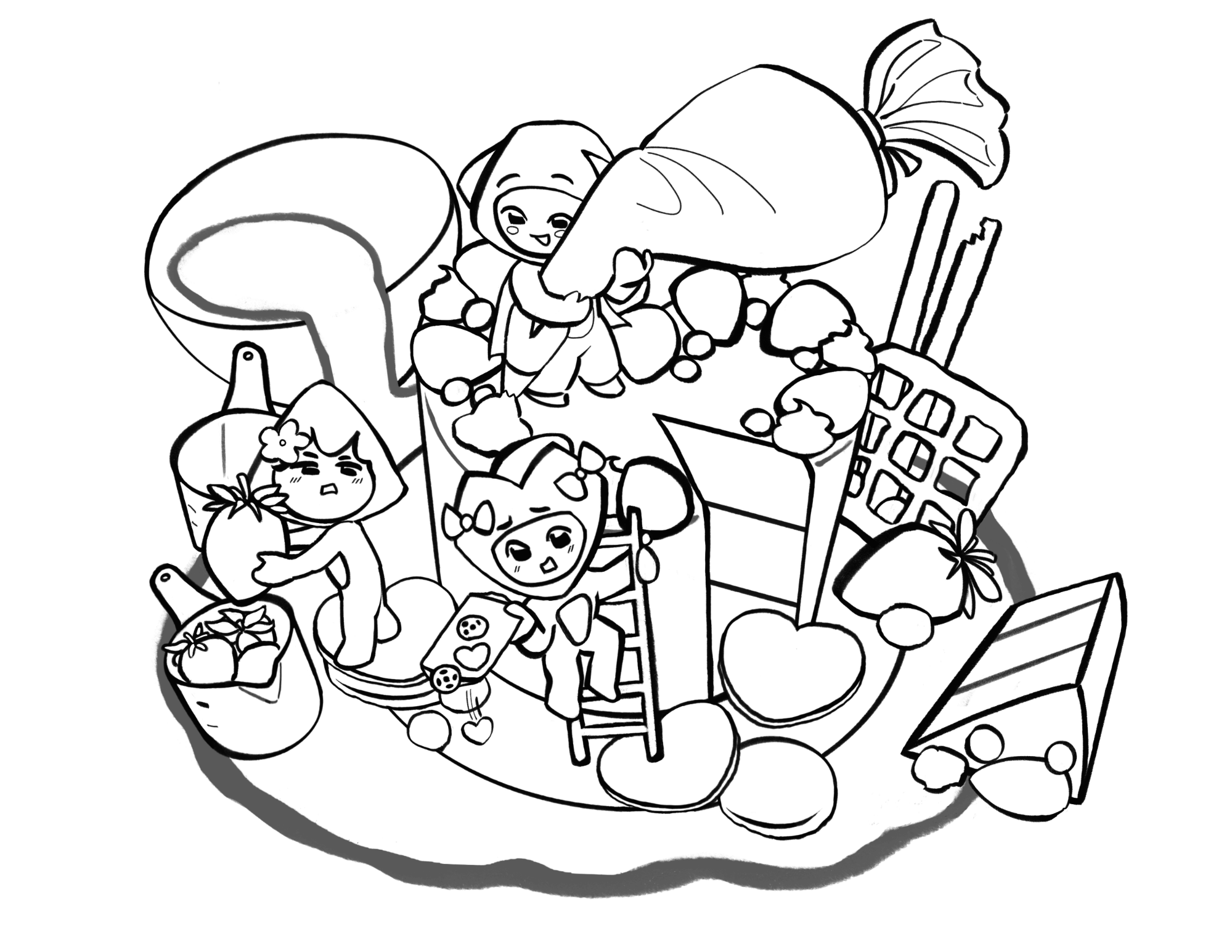 The Cake and the Bubbles Coloring Page