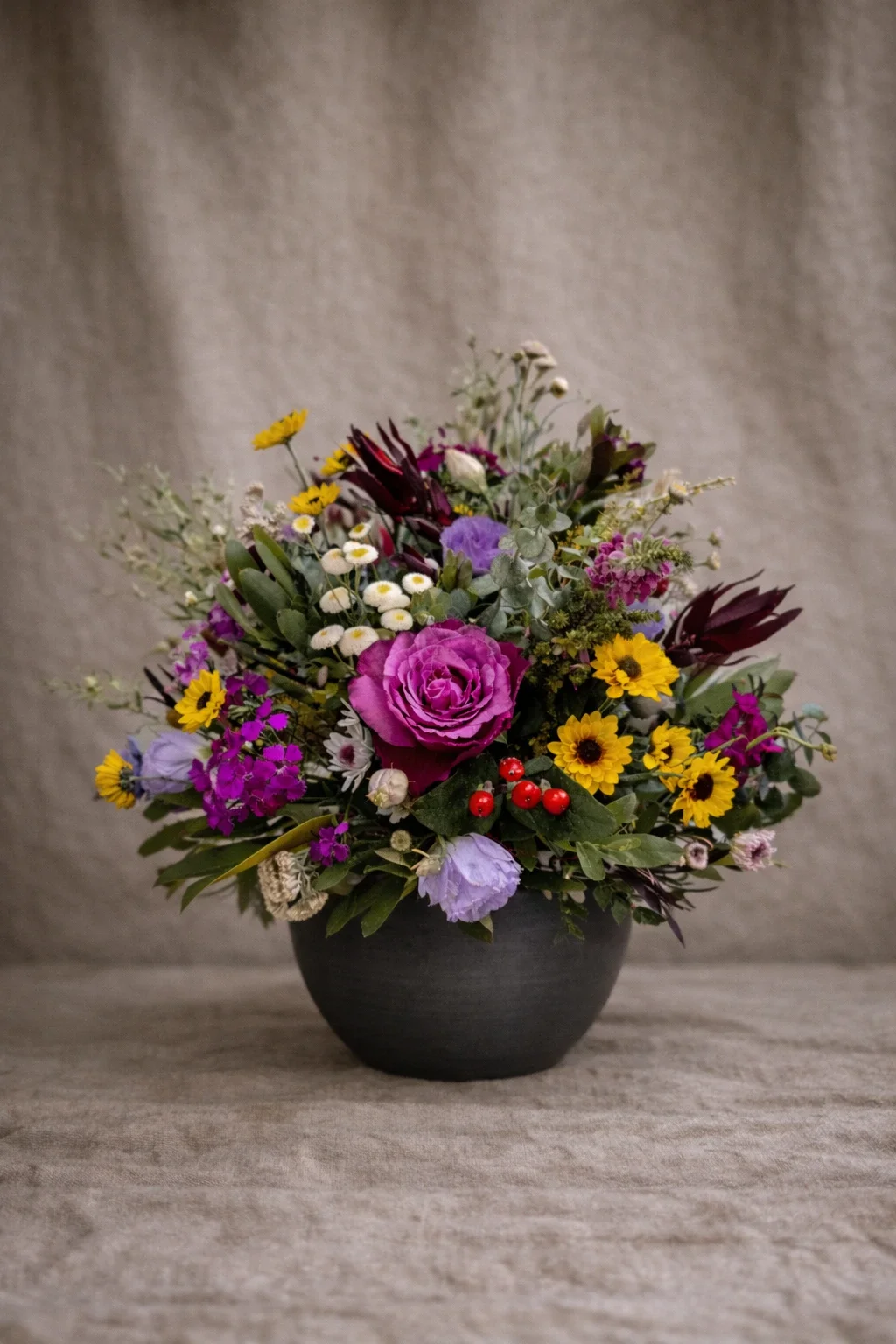 Bouquet of mixed flowers including lilies, roses, and delphiniums Florist Havelock North delivering fresh flowers Hastings, Havelock North and Napier