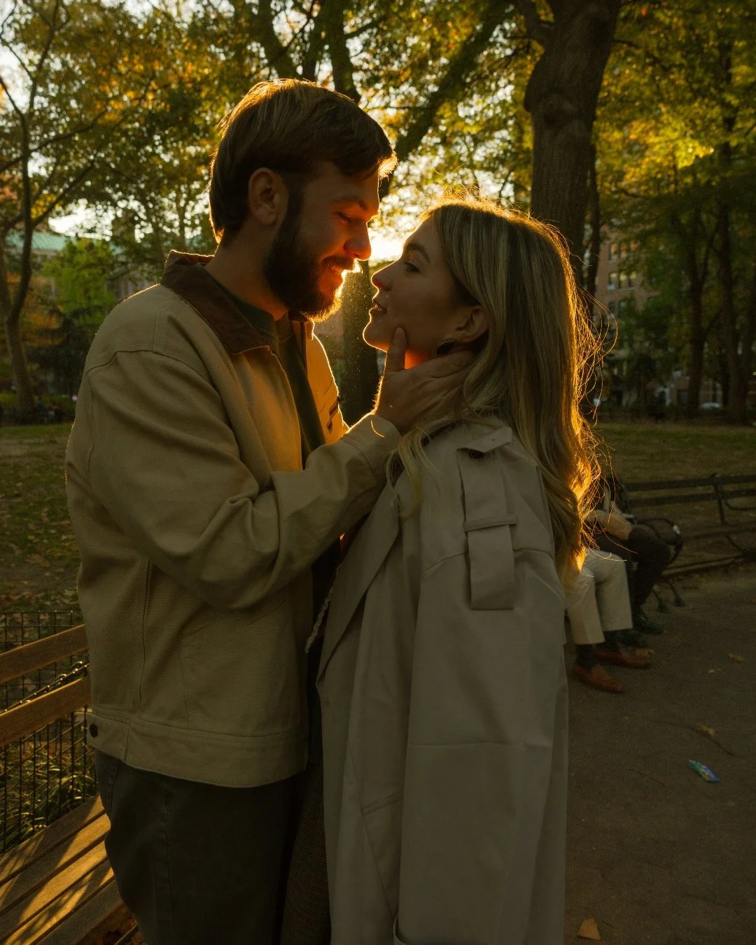 Close-up cinematic portrait in park