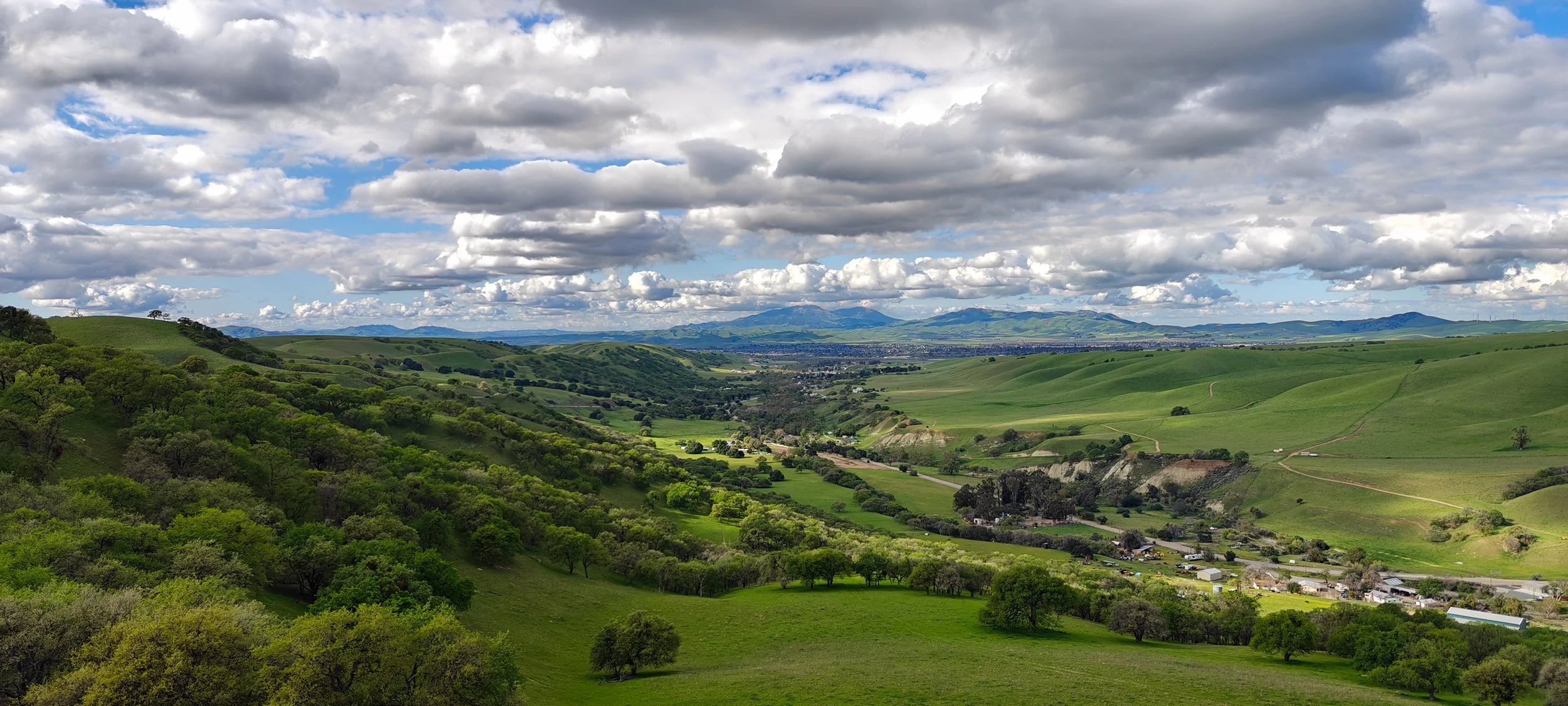 Livermore Valley by Susan Finn-

 Taken at "The Lookout" at Mendenhall Rd & Del Valle Rd, March 2026. I think this view highlights the geological "hug" of the Livermore Valley. I love this view because it reminds me of growing up here (in the country