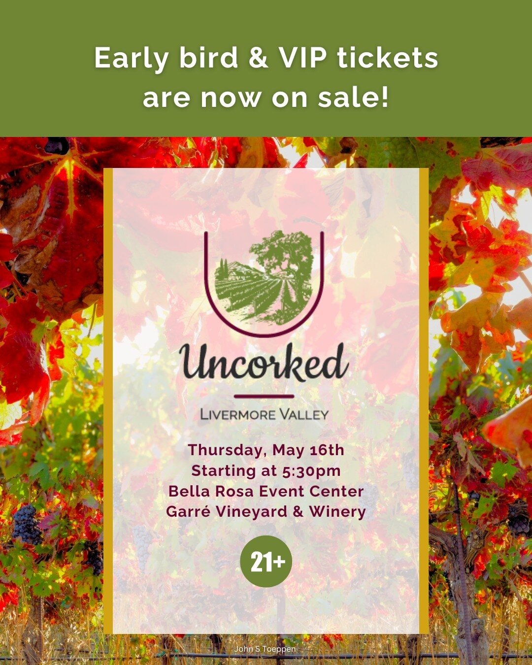 Uncorked Early Bird &amp; VIP Tickets are on Sale NOW!⁠
⁠
📅 Date: Thursday, May 16, 2024⁠
⏰ Time: Starting at 5:30 PM⁠
📍 Venue: Bella Rosa Event Center, Garr&eacute; Vineyard &amp; Winery⁠
⁠
This reception-style event promises an evening of exquisi