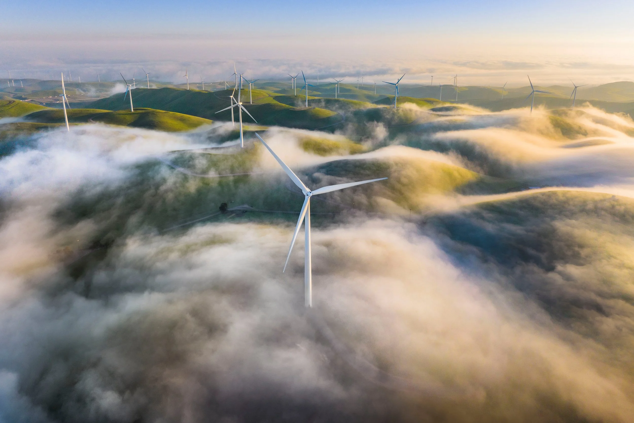 Fog Dreams by Josh Dye.

 A foggy morning over the Altamont Pass as the low fog slowly creeps below a towering windmill.