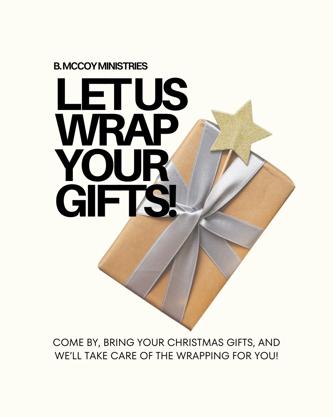 🎁 Gift Wrapping at @____casa66!⁠
⁠
Need someone to finish up your holiday wrapping? We&rsquo;ve got you. 🫶🏼⁠
⁠
Stop by, bring your gifts, and we&rsquo;ll wrap them! Beautiful, thoughtful, and stress-free.⁠
⁠
✨ All proceeds go directly to B. McCoy 