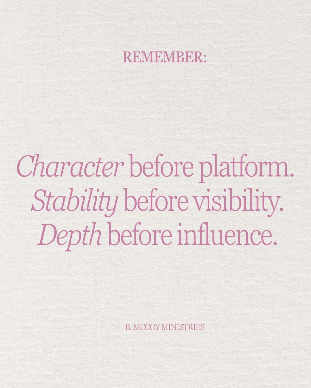 Reminder for the day: what you build in private... is what sustains you in public.⁠
⁠
God develops the foundation, before He expands the reach.⁠
⁠
Formation is not delay. It&rsquo;s protection.