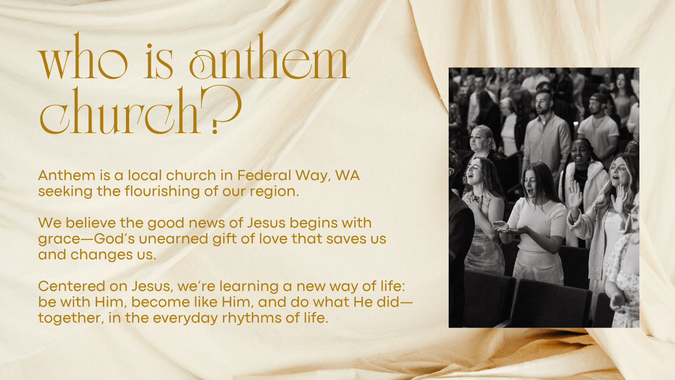 People singing and praying during a church service at Anthem church in Federal Way, WA.